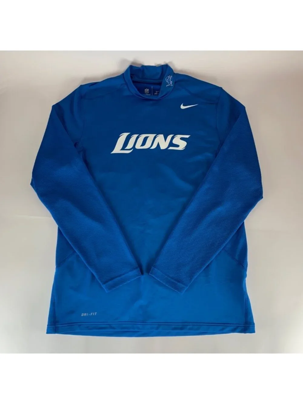 Detroit Lions Blue Nike Dri Fit On Field Long Sleeve Compression Shirt Mens Larg